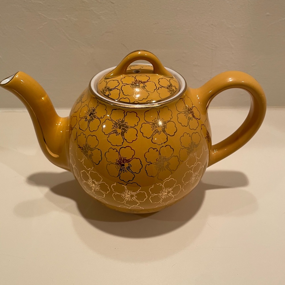 Floral Yellow Teapot